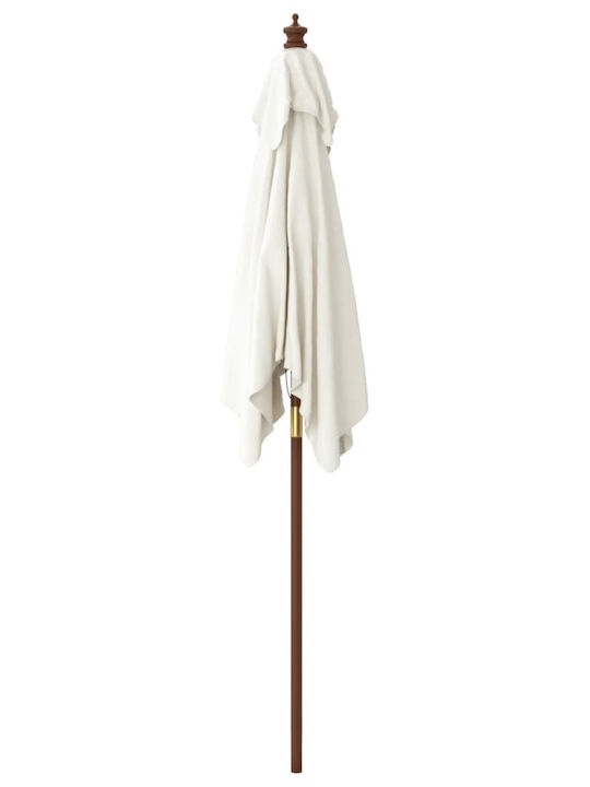 Umbrelă Pătrată Din Lemn Albă 1.98x1.98xÎnălțime 2.31m
