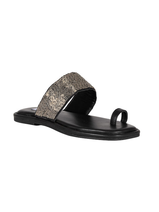 Inuovo Leather Women's Sandals with Strass Black