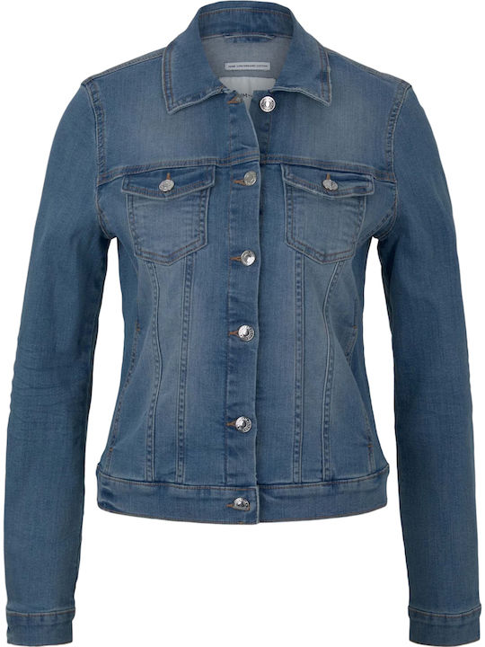Κοντό Γυναικείο Τζιν Μπουφάν Light Stone Blue Denim