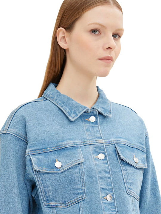 Κοντό Γυναικείο Τζιν Μπουφάν Light Stone Bright Blue Denim