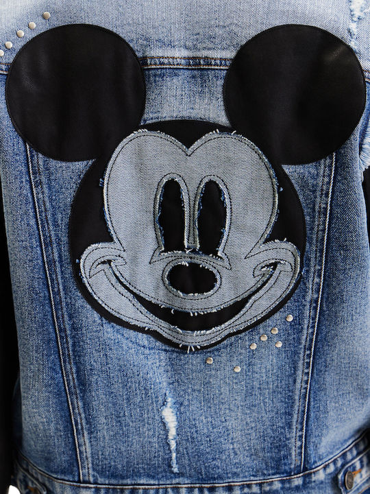 Mickey Mouse Kurz Damen Jeansjacke Blau