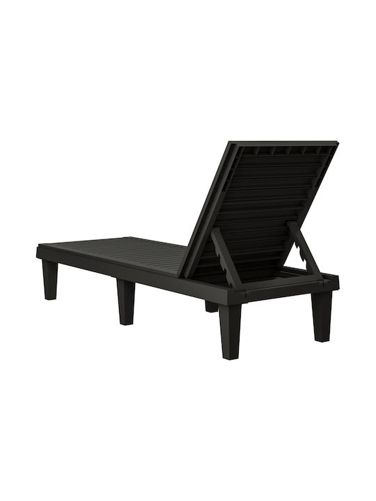 Liegestuhl Kunststoff Schwarz 155x58x83cm.
