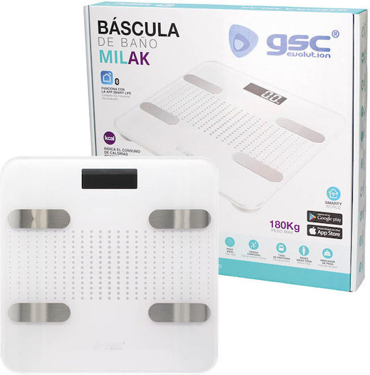 GSC Milak Smart Ζυγαριά 180kg με Λιπομετρητή & Wi-Fi Λευκή