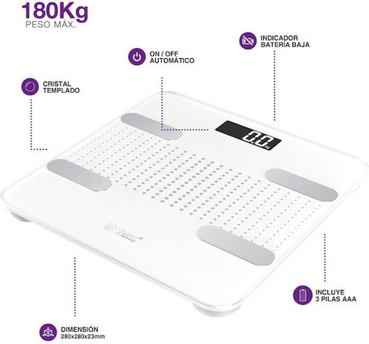 GSC Milak Smart Ζυγαριά 180kg με Λιπομετρητή & Wi-Fi Λευκή