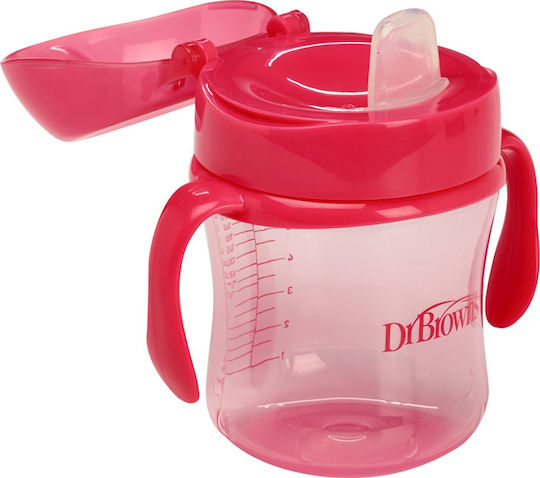 Dr. Brown's Educational Sippy Cup Plastic with Handles Pink Pink for 6m+m+ 180ml