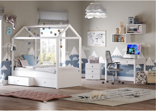 Kiddy Детска нощна шкафче Дърво Бял 49x45x55см Kiddy Детска нощна шкафче Дърво Бял 49x45x55см
