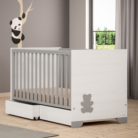 Casababy Panda Seturi de mobilier pentru copii cu Pat și Comodă Alb / Gri