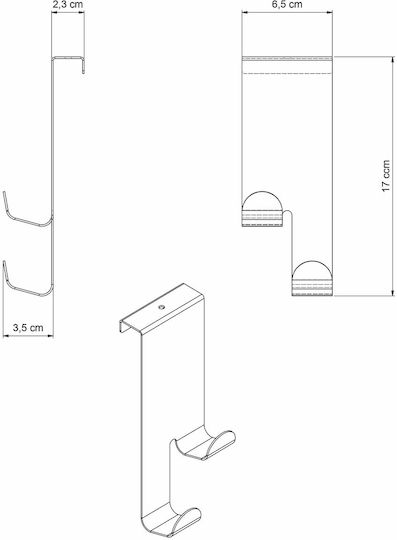 Grekon Türhaken 2 Schlitze Rostfreier Stahl 6,5x3,5x17cm