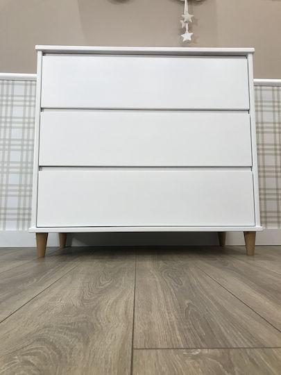 Rino Бебешка гардероб с 3 чекмеджета Бял 88x50x95см