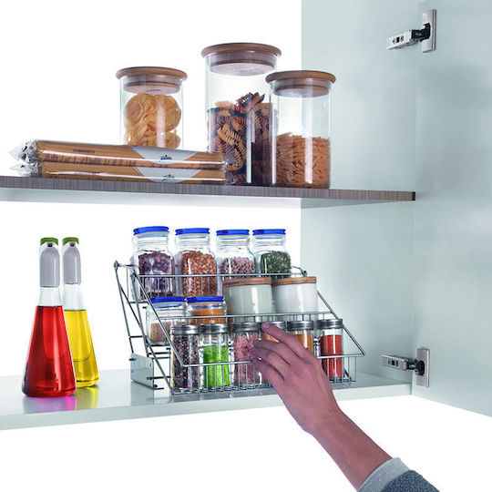 Metaltex Metallic Tabletop Spice Rack Organizer Up Down White