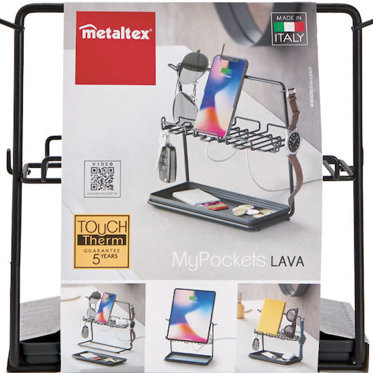 Metaltex Metallische Tischbasis My Pockets Lava 26x14x23cm Schwarze