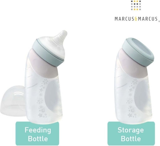 Marcus & Marcus Plastikflasche mit Silikonsauger für 3+ Monate Minze 240ml