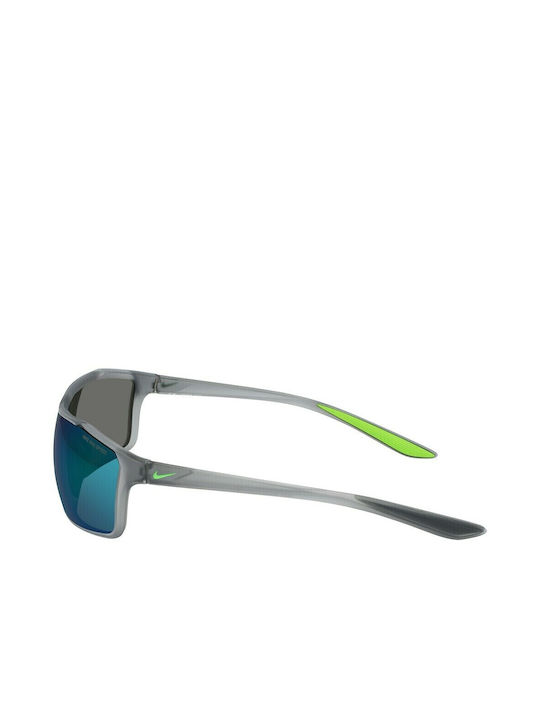 Nike Men's Sunglasses with Gray Acetate Frame and Turquoise Mirrored Lenses CW4672-022