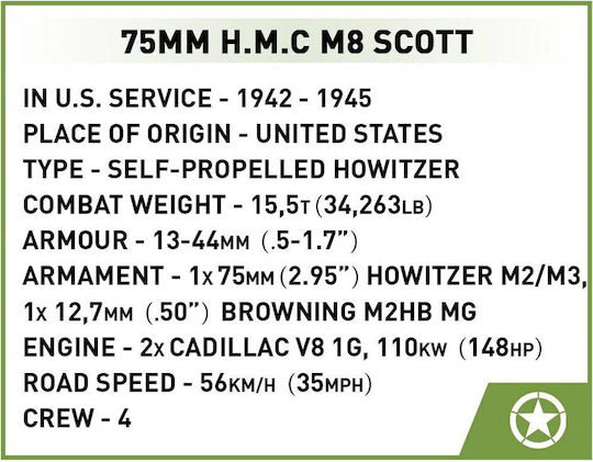 Cobi Τουβλάκια Historical Collection - H.M.C M8 Scott για 8+ Ετών 525τμχ