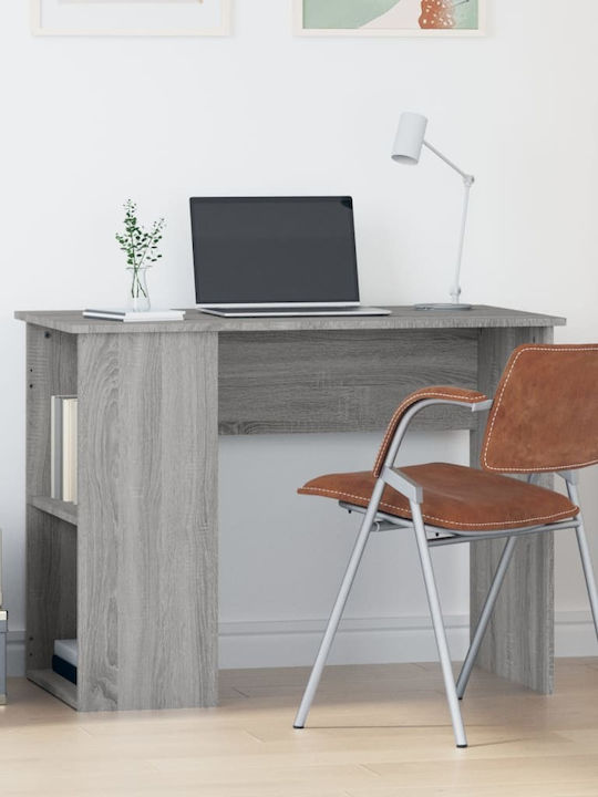 Wooden Home Office Desk with Bookshelf Gray Sonoma L100xW55xH75cm