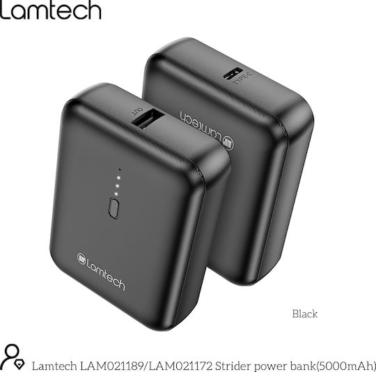 Lamtech LAM021172 Power Bank 5000mAh με Θύρα USB-A Μαύρο