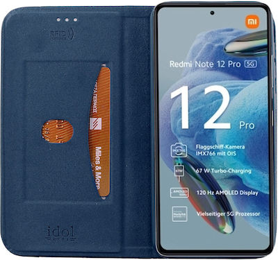 Idol 1991 Anti-rfid Synthetic Leather Book Blue (Redmi Note 12 Pro 5G)