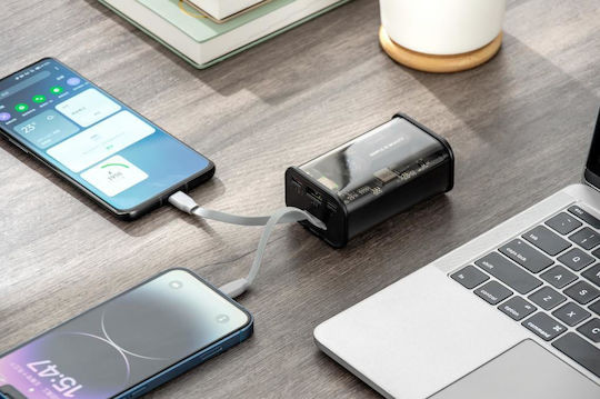 XO PB306 Power Bank 10000mAh 22.5W με Θύρα USB-C Power Delivery / Quick Charge 2.0 / Quick Charge 3.0 Διάφανο