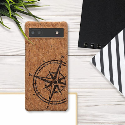 KWmobile Navigational Compass Plastic / Wooden Back Cover Durable Brown (Google Pixel 6a)