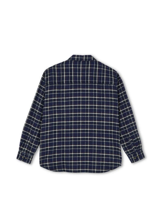 POLAR SKATE CO. FLANNEL SHIRT PLAID SHIRT NAVY