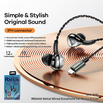 Remax RM-616i In-ear Handsfree με Βύσμα Lightning Λευκό