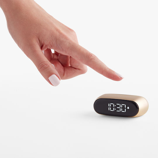 Lexon Tischuhr Digital LCD Kunststoff mit Wecker Gold LR154D