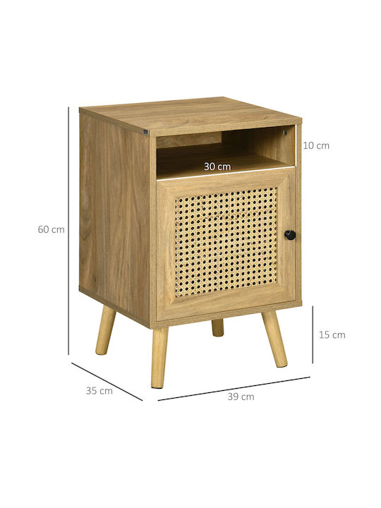 Wooden Beige Bedside Tables 2 Pieces 39x35x60cm