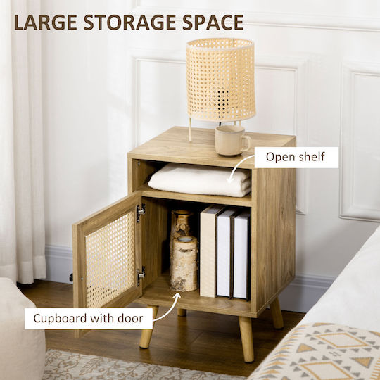 Wooden Beige Bedside Tables 2 Pieces 39x35x60cm