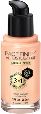 Max Factor Facefinity All Day Flawless Liquid Make Up SPF20 C40 Light Ivory 30ml