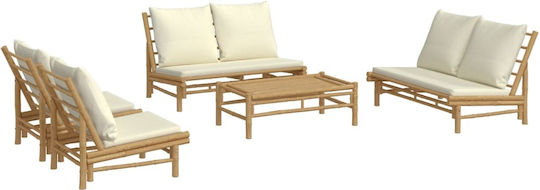 Garden & Outdoor Furniture Sets Living Room Set Pieces White Cream with Pillows