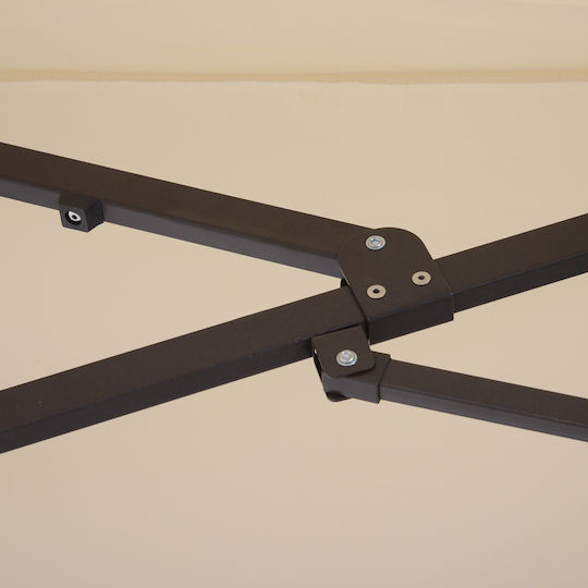Ομπρέλα Στρογγυλή Μεταλλική Double Canopy Μπεζ Φ4.6xΥ2.4m