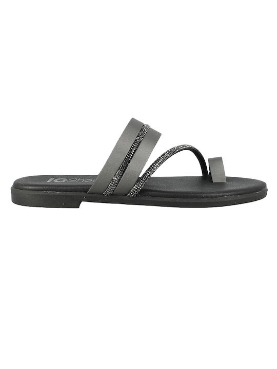 IQ Shoes Leather Women's Flat Sandals Pewter 155.102-204 PEWTER