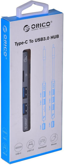 Orico USB Хъб 3 Порта USB 3.0 с USB-C Сив