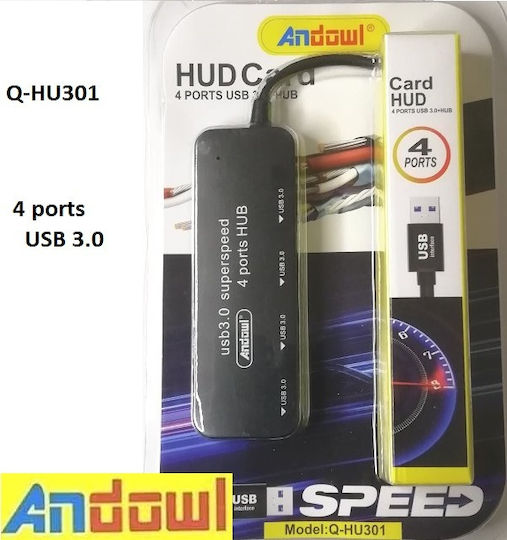Andowl USB-Hub mit 4 USB 3.0-Anschlüssen mit USB-A Anschluss