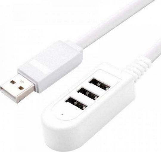 Andowl USB-Hub mit 3 Anschlüssen USB 2.0 mit USB-A Anschluss Weiß