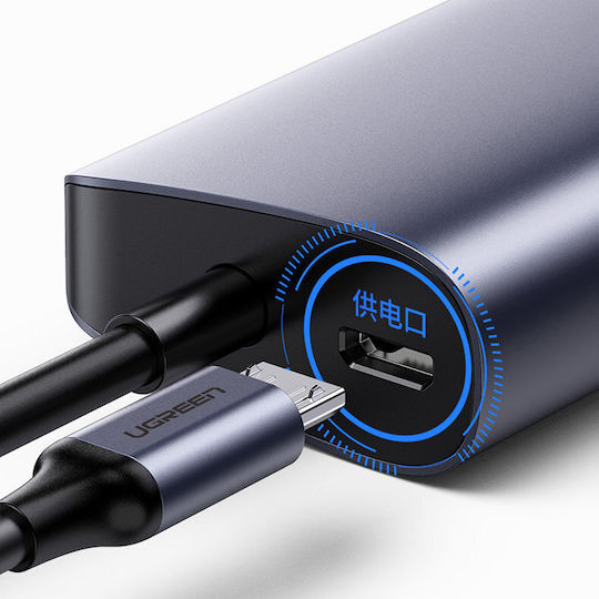 Ugreen CM252 3 Port USB 3.0 Hub with USB-A Connection Ethernet Gray