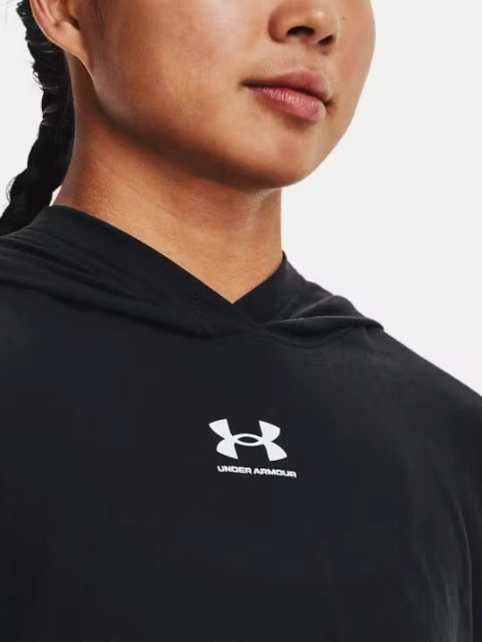 Under Armour Cropped Hanorac pentru Femei Cu glugă Negru