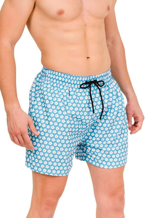 Men's Swimwear Men's Pattern Daisies Light Blue Light Blue