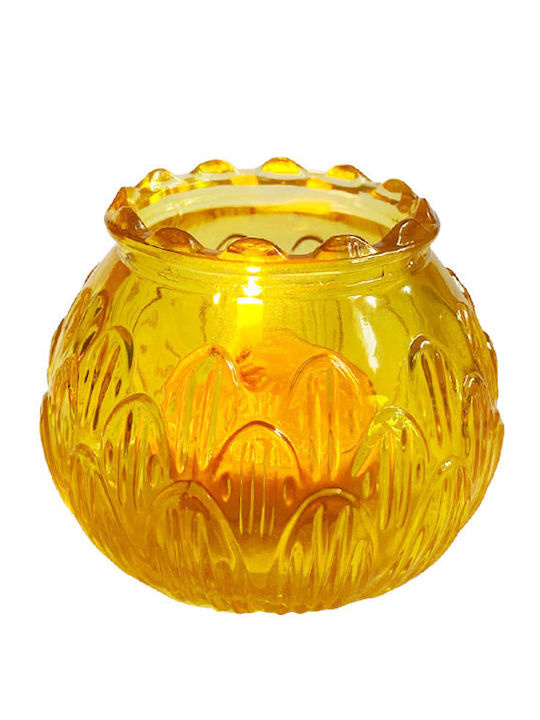 Gala Candle Holder Glass in Yellow Color 8x8x7cm 1pcs