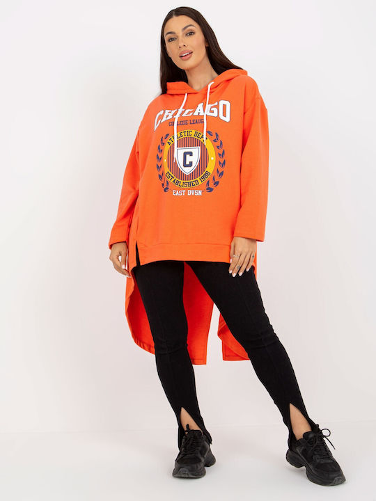 Fancy Women's Long Hooded Sweatshirt Orange