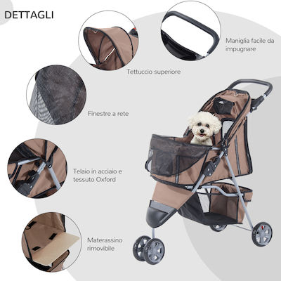 Pawhut Dog Carrying Brown Stroller L75xW45xH97cm