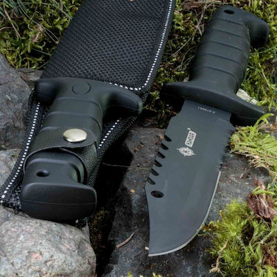 Kandar K19 Knife Black with Blade made of Stainless Steel in Sheath