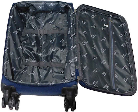 Rain 623 Cabin Travel Suitcase Fabric Blue with 4 Wheels Height 37cm