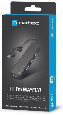 Natec Mayfly Hub 4 Porturi USB 3.0 cu Conectare USB-A / USB-C