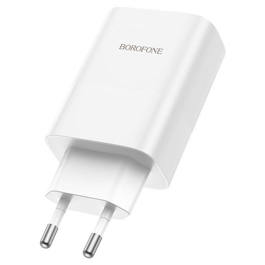 Borofone Charger with USB-A Port and USB-C Port and Cable USB-C 65W Power Delivery Whites (BN10)