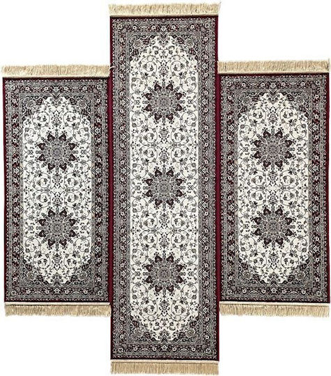 Ragolle 14708-6010 Modern Bedroom Rugs Set Royal Palace Burgundy 3pcs