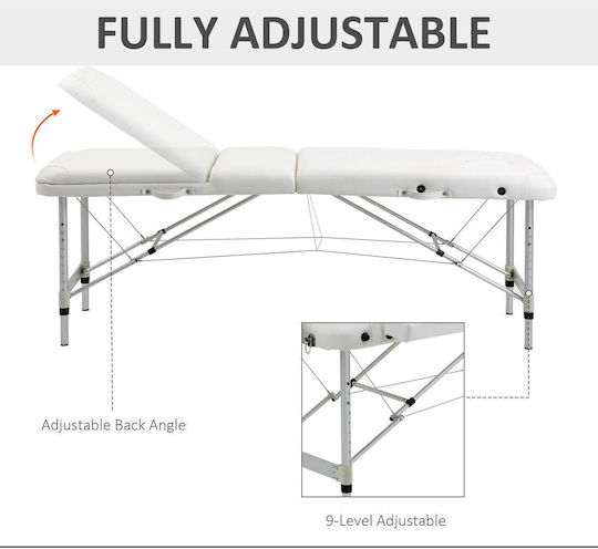 HomCom Pat Masaj și Fizioterapie Portabil Alb din Aluminiu 210x84cm