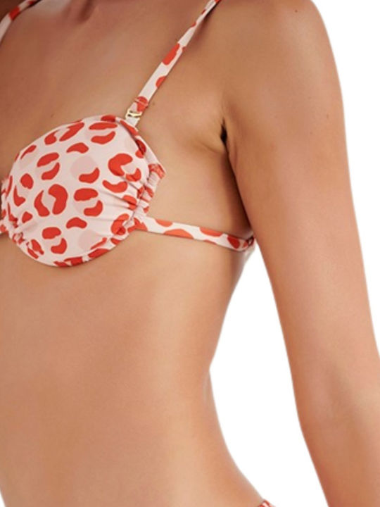 Bikini Σουτιέν C Cup με Ενίσχυση Animal Print Πορτοκαλί