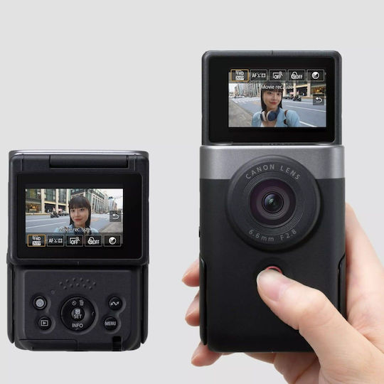 Canon Βιντεοκάμερα Powershot V10 Advanced Vlogging Kit Silber @ 30fps Αισθητήρας CMOS με Οθόνη Αφής 2" και HDMI / WiFi