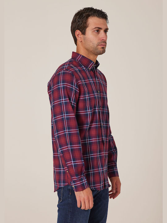 THE BOSTONIANS MEN'S SHIRT - CHECKED BORDEAUX - 3AACH8156